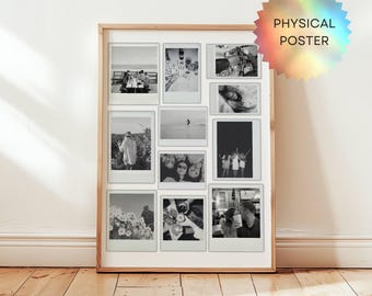 Personalized Custom Polaroid Collage Black and White, Trendy Custom Photo Wall Art, Friend Gift Anniversary Gift, Dorm Room Apartment Decor