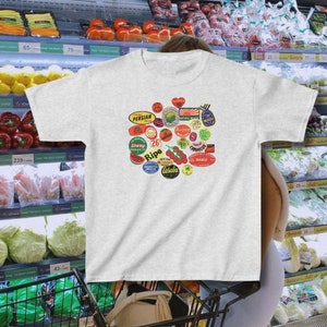 Fruit Sticker Baby Tee, y2k Baby Tee, Cute Baby Tee, Women Baby Tee, Womens Graphic Baby Tee, 90s Baby Tee Shirt 2000s Graphic Fitted Tshirt