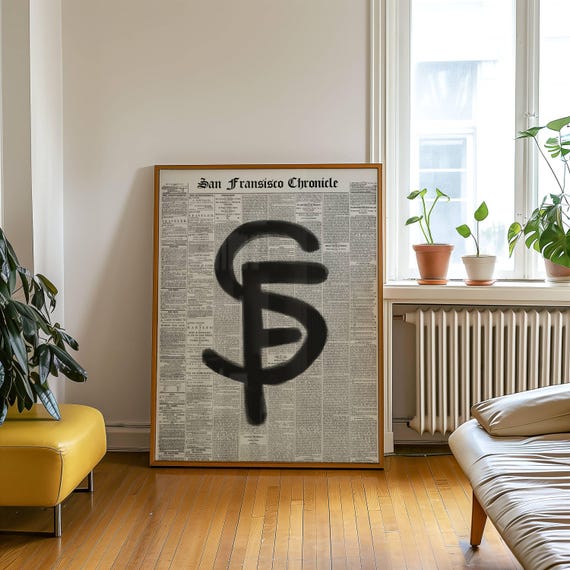 San Fransisco City Wall Art, SF Print Poster, San Fran Cali Newspaper Print, Apartment Art Dorm Room Decor, Minimalist Printable Trendy Art