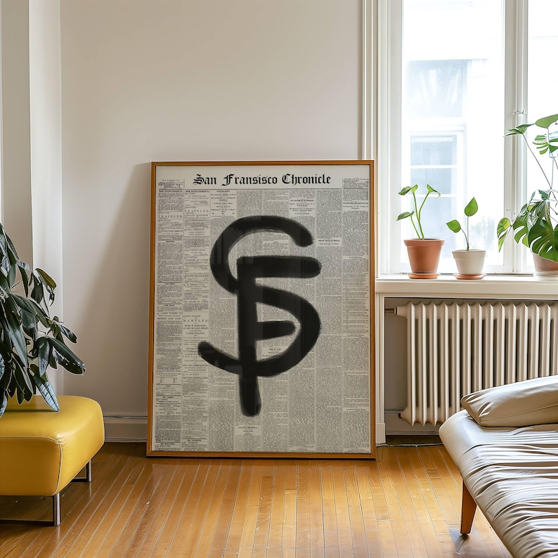 San Fransisco City Wall Art, SF Print Poster, San Fran Cali Newspaper Print, Apartment Art Dorm Room Decor, Minimalist Printable Trendy Art image 1
