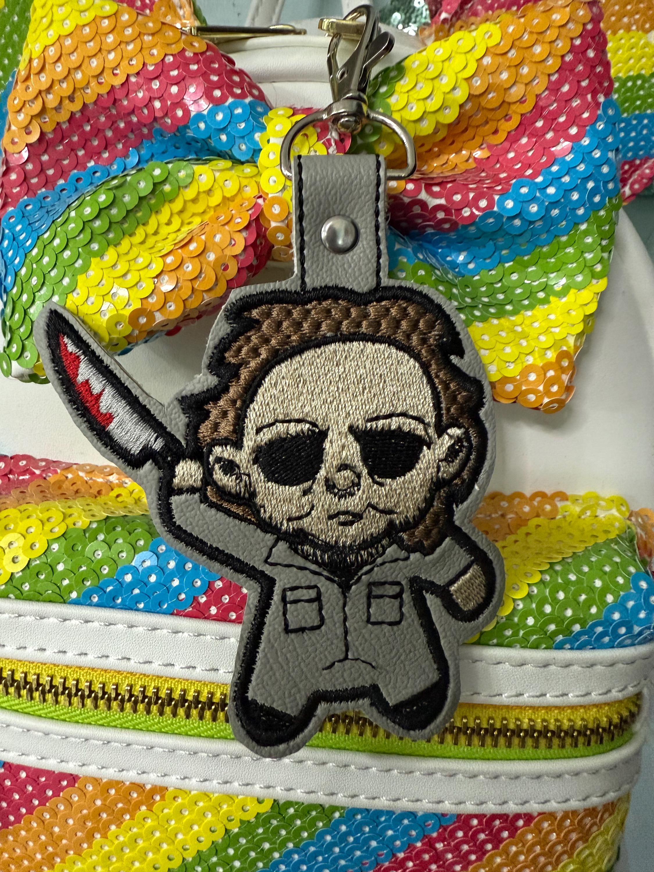 Slasher Horror Movie Keychain – Machine Embroidered on Marine Vinyl - Etsy
