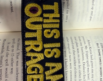 Llavero bordado a máquina de Princess Donut “Esto es un apagón” – Vinilo marino – Llavero inspirado en Dungeon Adventure – Etiqueta para bolso de friki