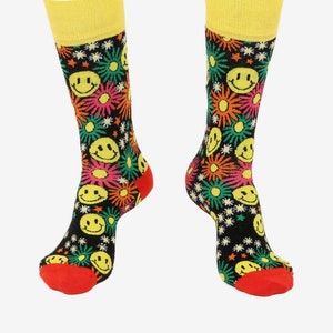 Printed Socks Premium Cotton Smiley Face Emoji Pattern Funky Women&#39;s Men&#39;s
