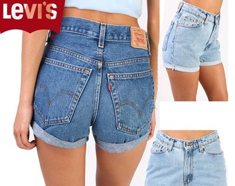 Levis High Waisted Shorts Cut Off Turned Up Damen Vintage Größe 6 8 10 12 14 16