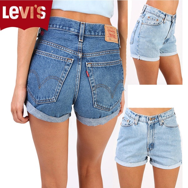 Levis High Waisted Shorts Cut Off Turned Up Women Vintage Size 6 8 10 12 14 16