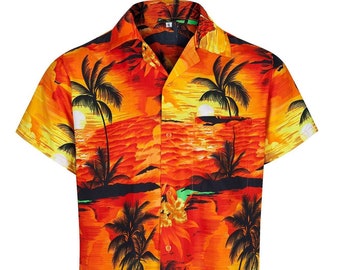 Chemise hawaïenne cerf plage mer palmier Hawaii fête vacances d'été homme XS à XXL