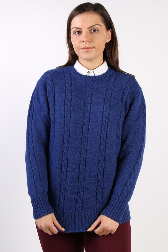 Vintage Cable Knit 100% Wool Jumper Pullover Knit… - image 1
