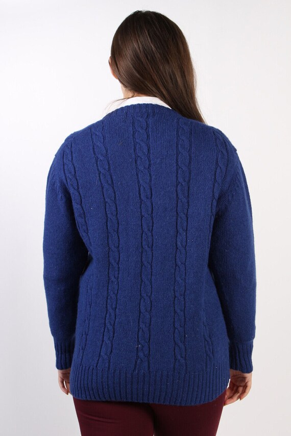 Vintage Cable Knit 100% Wool Jumper Pullover Knit… - image 3