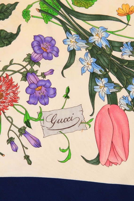 Gucci Scarf Square 34x 34 Floral Pattern Flowers … - image 5