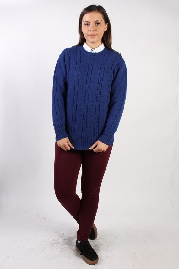 Vintage Cable Knit 100% Wool Jumper Pullover Knit… - image 4