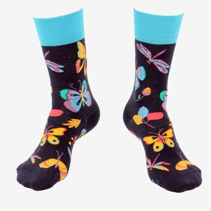 Butterfly Printed Socks Premium Cotton Super-Stretch Funky Women&#39;s Men&#39;s Unisex Print Socks