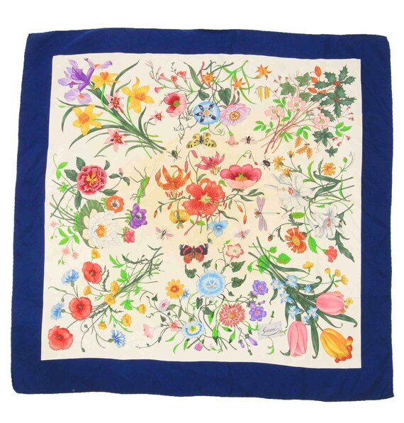 Gucci Scarf Square 34x 34 Floral Pattern Flowers … - image 1