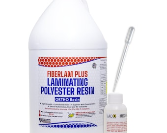 FiberLam Plus Polyester Laminating Resin 1-10 gallon kits with 2oz MEKP hardener included and pipettes to measure catalyst
