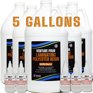 VP PREMIUM 1-5G Polyester RESIN 1-5 Gallon MekP Hardener, Non-Tacky Finish laminating fiberglass cloth,biaxle,matBoat,RVs,Parts Casting 5 Gallons