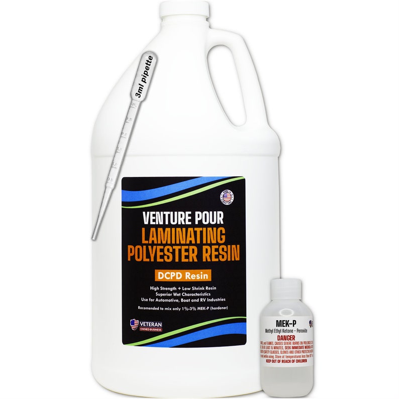 VP PREMIUM 1-5G Polyester RESIN 1-5 Gallon MekP Hardener, Non-Tacky Finish laminating fiberglass cloth,biaxle,matBoat,RVs,Parts Casting 1 Gallon
