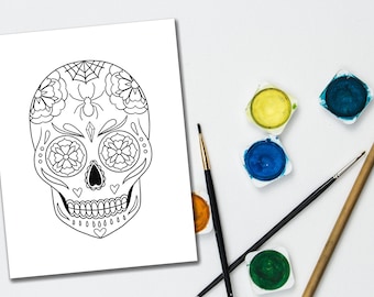 15 Hand Drawn Sugar Skulls Coloring Pages