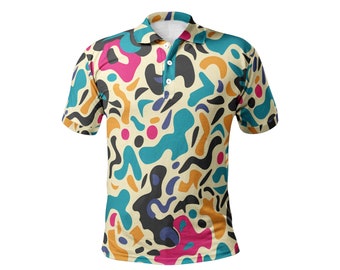 Incognito Retro Geo Polo Golf Shirt - Premium Stretch Fabric, Superior Comfort & Breathable Design, Ideal for Everyday Wear