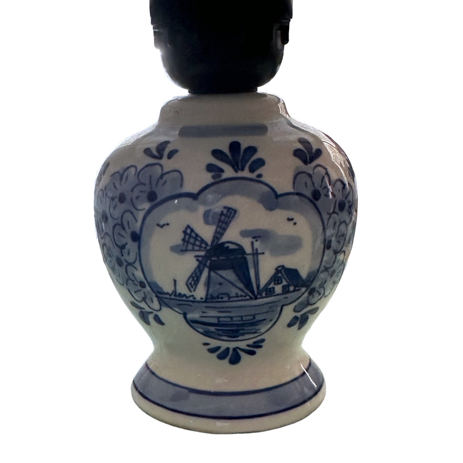 Vintage Small Blue Delft Table Lamp With Original Matching Etsy