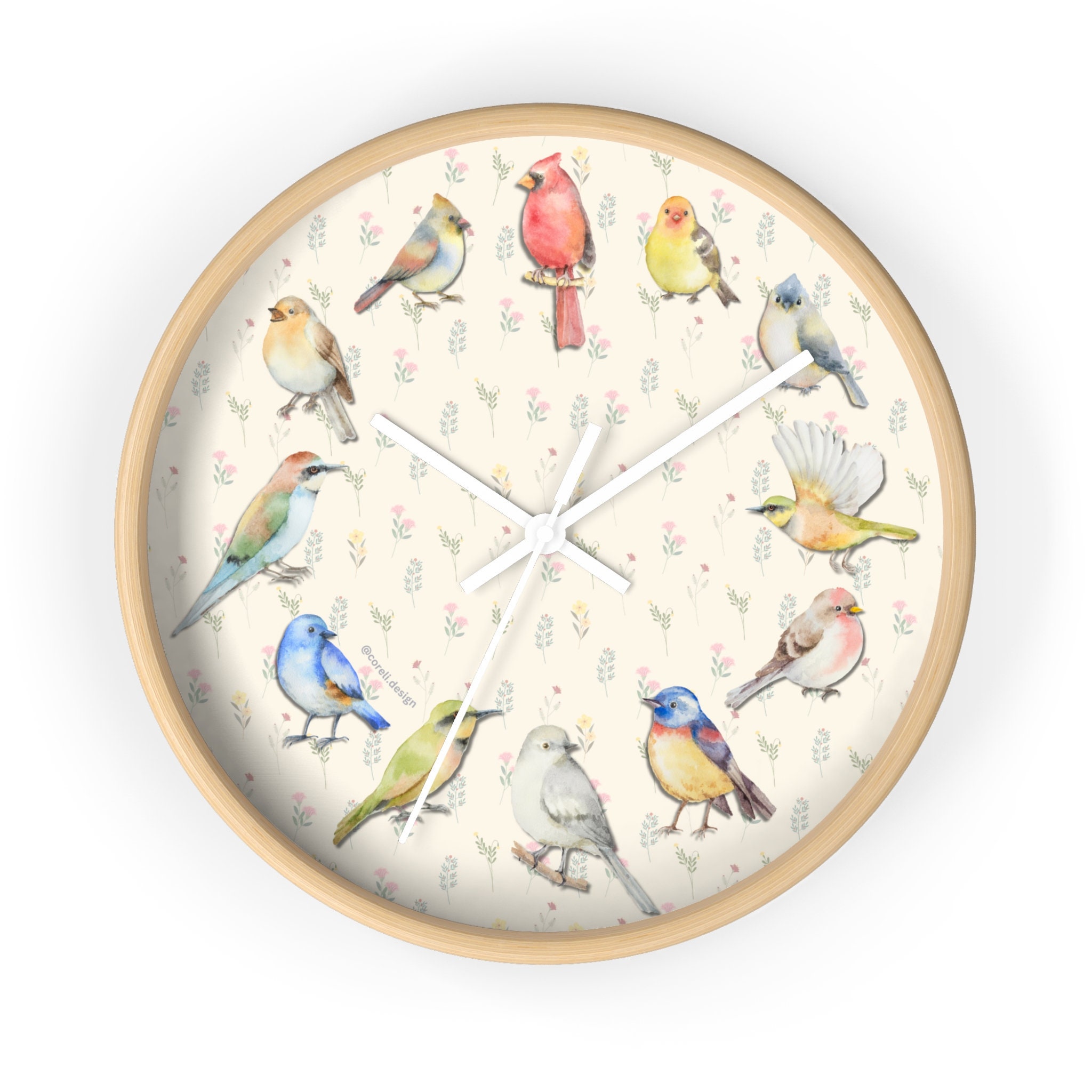 Bird Watching Wall Clock, Cute Birds Wall Clock, Birds Clock for