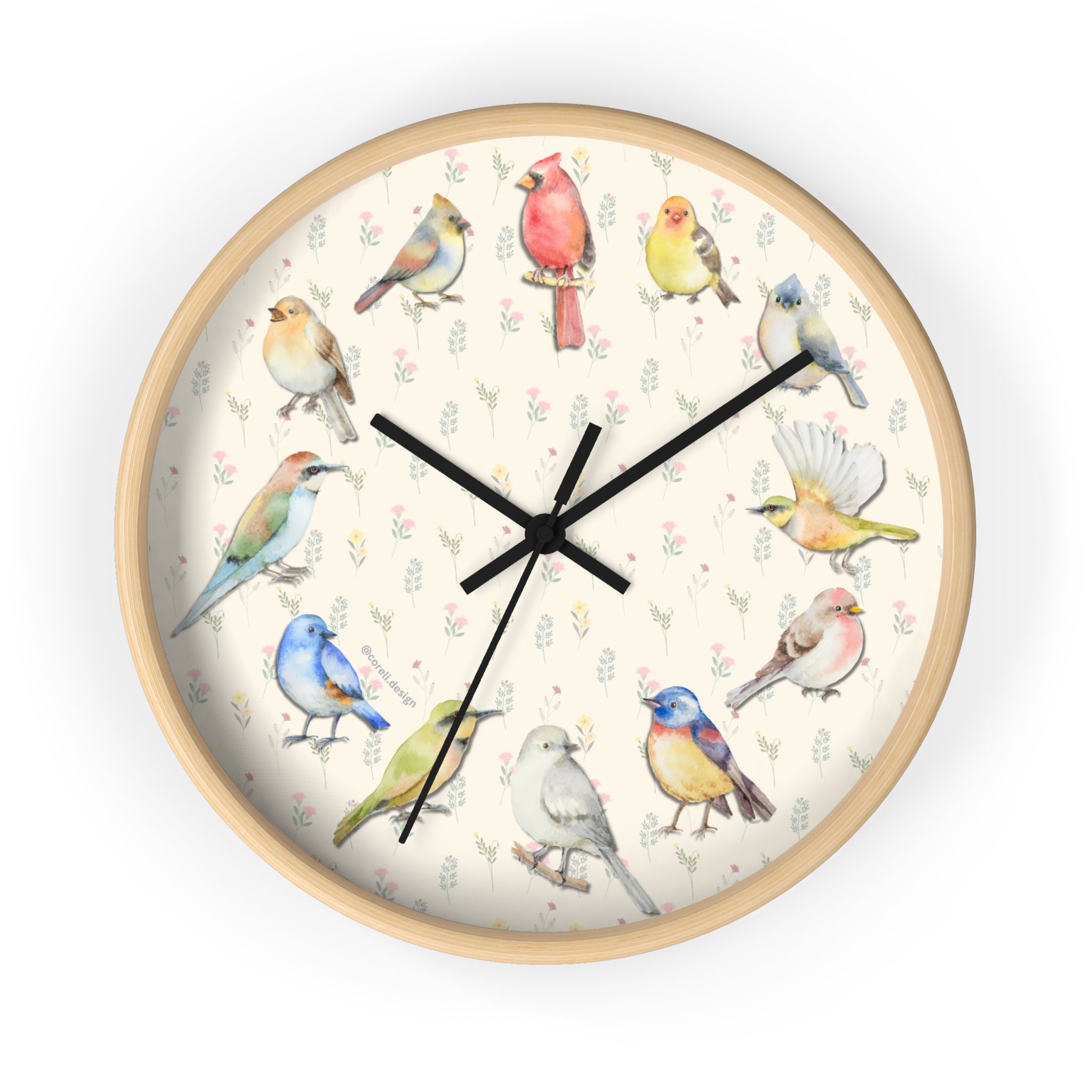Bird Watching Wall Clock, Cute Birds Wall Clock, Birds Clock for