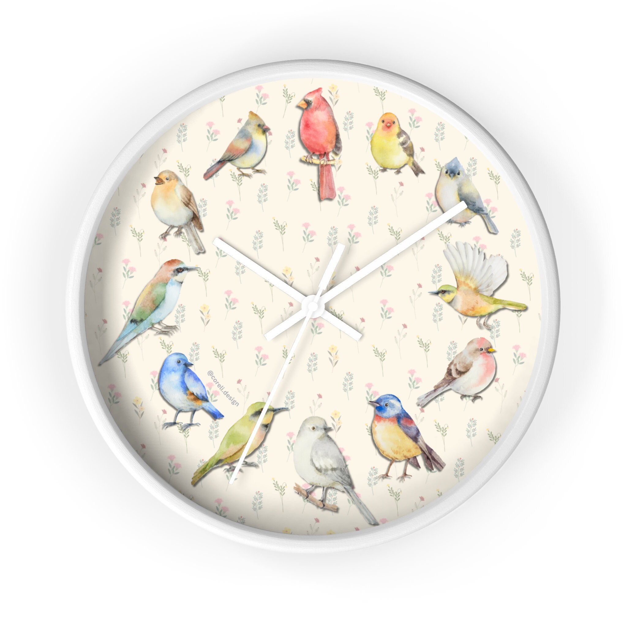 Bird Watching Wall Clock, Cute Birds Wall Clock, Birds Clock for