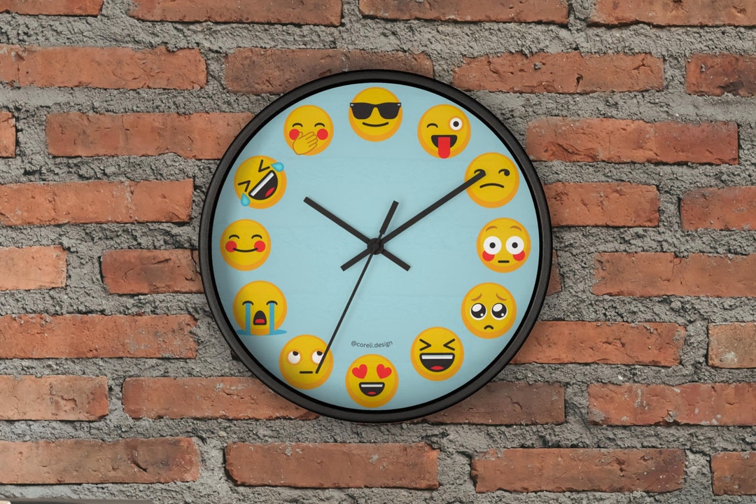 Emojitopia Wall Clock Emojis Mood Clock Funky Clocks Gift Etsy