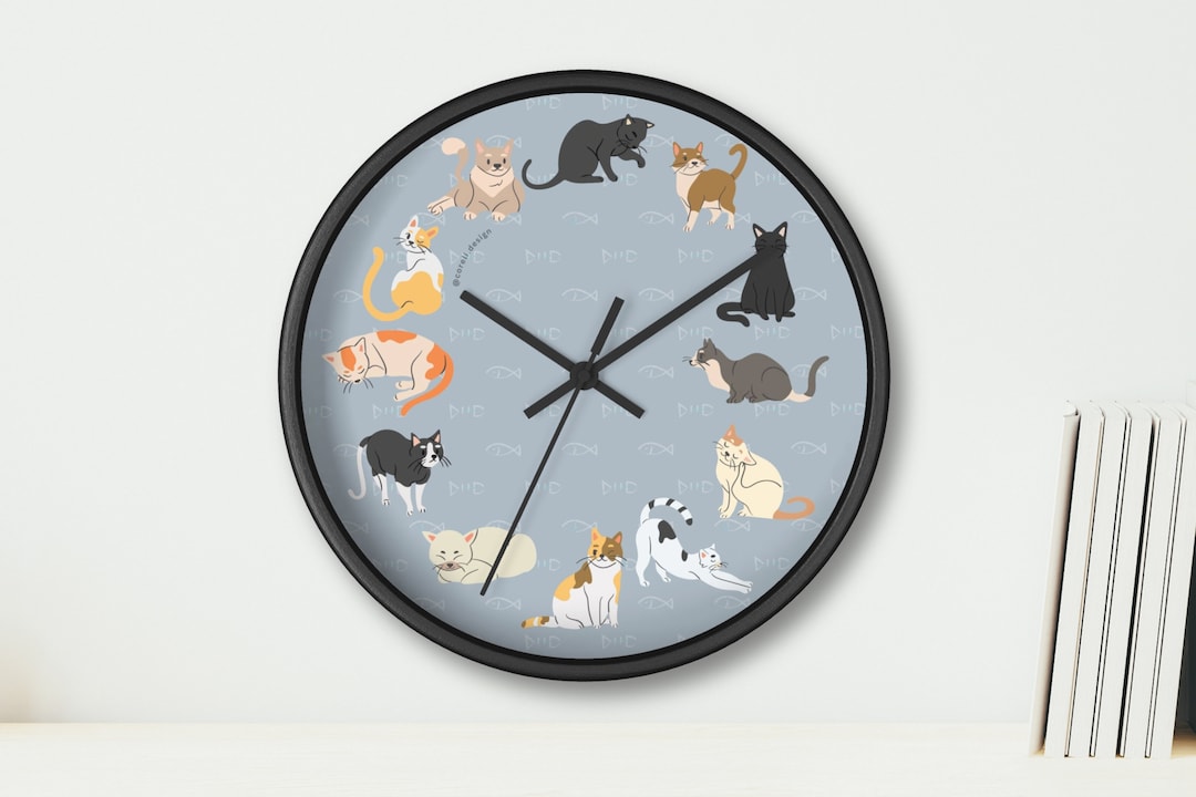 Cats Wall Clock Cute Cats Wall Clock Cute Clock for Kitchen Etsy
