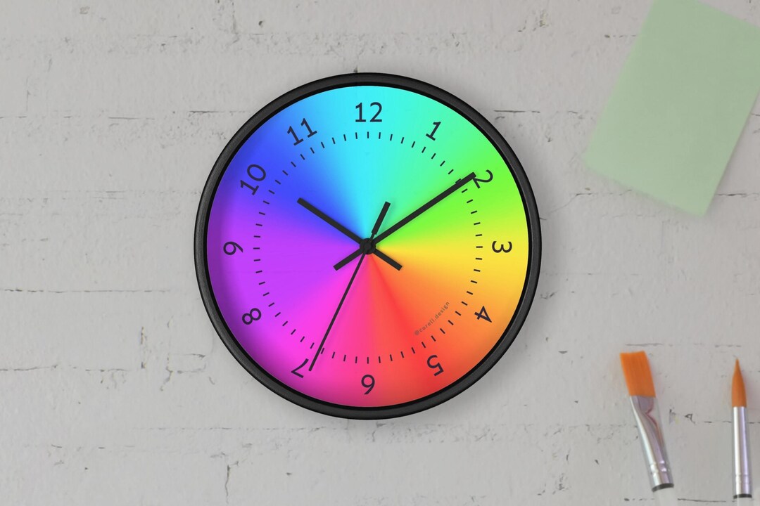 Color Wheel Wall Clock Rainbow Office Clock Pride Wall Etsy