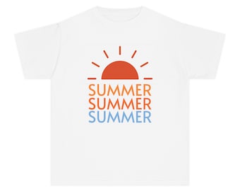 Youth Midweight Tee | Kids T-Shirt | Childrens Clothing | Boys Tee | Summer Outfits | White and Orange Top | Surf | Summer Graphic Print