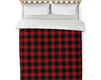 Buffalo Plaid Red Duvet Cover | Checkered Quilt Cover | Red & Black | Seasonal Home Decor | Cozy Bedding | Festuve Bedlinen