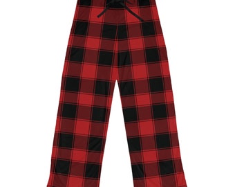 Buffalo Plaid Pajama Pants | Check Red & Black PJS | Checkered Print Pyjamas | Gifts For Her | Womens Seasonal Holiday Wear | PJs