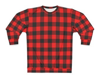 Buffalo Plaid Check Unisex Sweatshirt | Black and Red Sweater