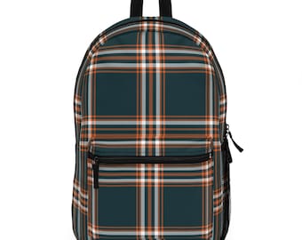 Plaid Backpack | Check Flannel Print Bag | Blue | Waterproof