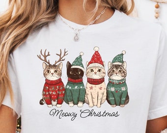 Meowy Christmas Cat Shirt: Cat Lover Xmas Tee