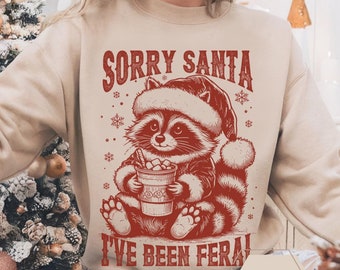 Weihnachten Trash Panda Sweatshirt, Waschbär Sweatshirt Geschenkidee für Ihn, Waschbär Meme Sweatshirt, Lustiger Waschbär Pullover für Sie