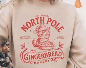 Christmas Baking Sweatshirt, Christmas Cat Sweatshirt, Funny Baker Sweatshirt