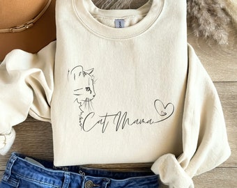 Cat Mama Sweatshirt: Soft Cotton-Blend Cat Lover Gift