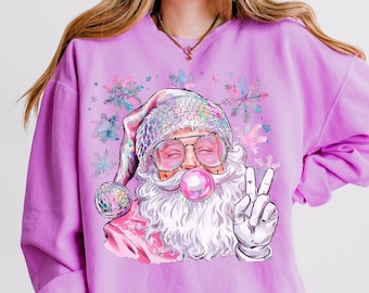 Comfort Colors® Weihnachtsmann, rosa Weihnachtsmann, rosa Weihnachtsgeschenk, Weihnachtsmann Blow Bubble Sweatshirt