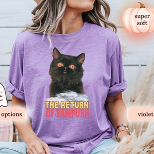 Funny Halloween T-shirt, The Return of the Vampurr, Dracula Cat Shirt, Halloween Tee, Retro Halloween Tee,  Cat Lover Tshirt, Comfort Colors