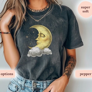 Boho Moon Shirt, Celestial Shirt, Moon T Shirt, Star Galaxy TShirt, Astrology Astronomy Tee, Mystical Moon Phase Shirt