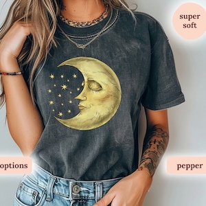 Boho Moon Shirt, Celestial Shirt, Moon T Shirt, Star Galaxy TShirt, Astrology Astronomy Tee, Mystical Moon Phase Shirt, Comfort Colors®