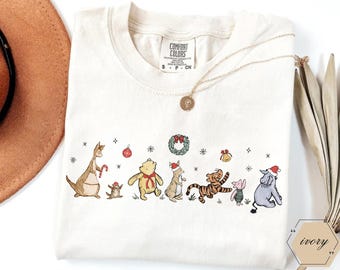 Winnie-The-Pooh Shirt, Comfort Colors Pooh Shirt, Christmas Pooh Shirt