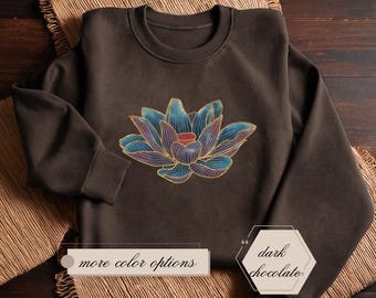 Lotus Flower Sweatshirt Lotus Sweater Gift Vintage Floral Buddhism Yoga Sweatshirt Yoga Lover Crewneck Sweatshirt Meditation Sweatshirt