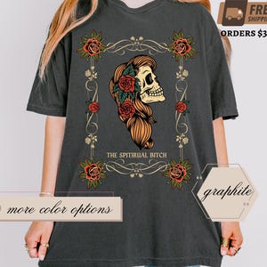 Die spirituelle Hündin Tarot Karte T-Shirt, lustige Tarot-Karte Pullover, spirituelle Hexe T-Shirt, Frau Skelett Tarot Shirt, lustige Hexe T-Shirt