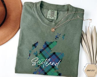 Skottland T-shirt, Storbritannien T-shirt, Rundkrage Skottland, Matchande presenter Familjeresa, Edinburgh Souvenir, Skottland Present till Skotsk Älskare