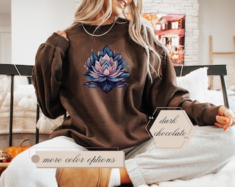 Lotus Flower Sweatshirt Lotus Sweater Gift Vintage Floral Buddhism Yoga Sweatshirt Yoga Lover Crewneck Sweatshirt Meditation Sweatshirt