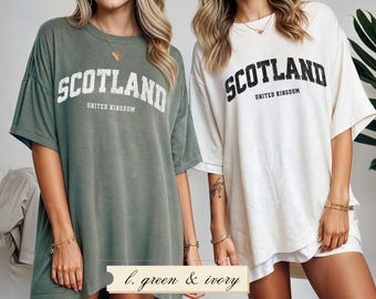 Skottland T-shirt, Storbritannien T-shirt, Rundkrage Skottland, Matchande presenter Familjeresa, Edinburgh Souvenir, Skottland Present till Skotsk Älskare