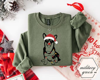 Corgi Christmas Sweatshirts, Tri color Corgi, Corgi Sweatshirt, Corgi Crewneck