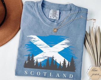 Skottland T-shirt, Storbritannien T-shirt, Rundkrage Skottland, Matchande presenter Familjeresa, Edinburgh Souvenir, Skottland Present till Skotsk Älskare