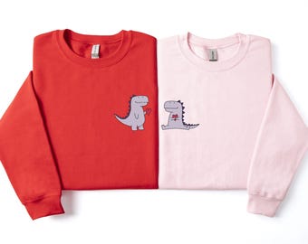 Matching Couple Sweatshirt, Couple Sweater, Personalized Sweatshirt For Couples, Couples Gift, Cute Dinosaur Matching Sweater